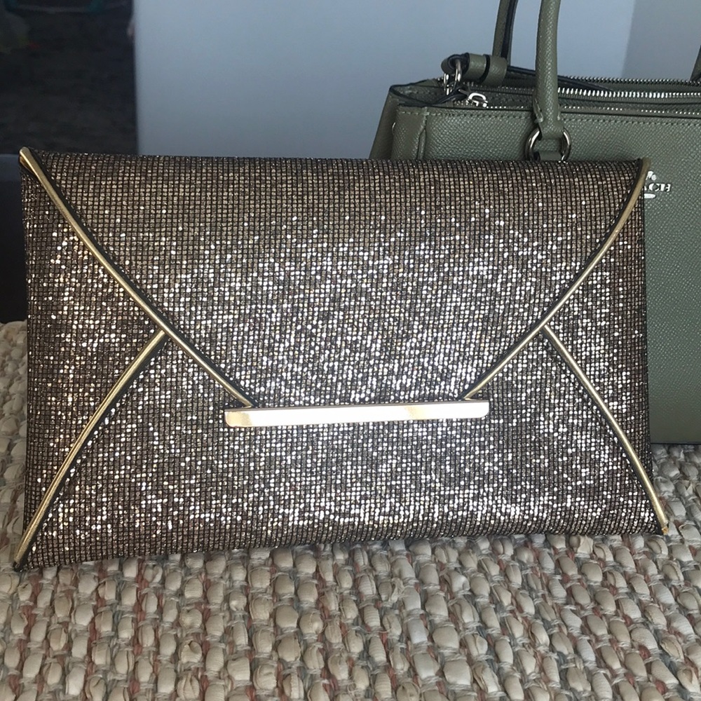 Gold envelope clutch